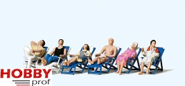 People Resting in Deckchairs