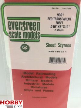 Red Transparent Sheet ~ 305x152x0.25mm (2pcs)