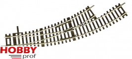 Roco Curved turnout left BWl2/3, Radius of main track and branch track 358 mm (R2), arc angle 30°.