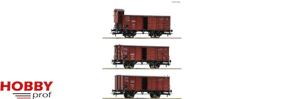 3-piece set: Covered goods wagon, DRG