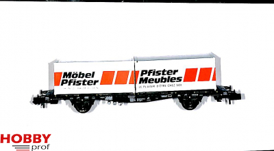 Container car with Pfister Möbel containers