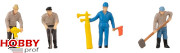 Railway construction workers & signal horn Figurine set with mini sound effect